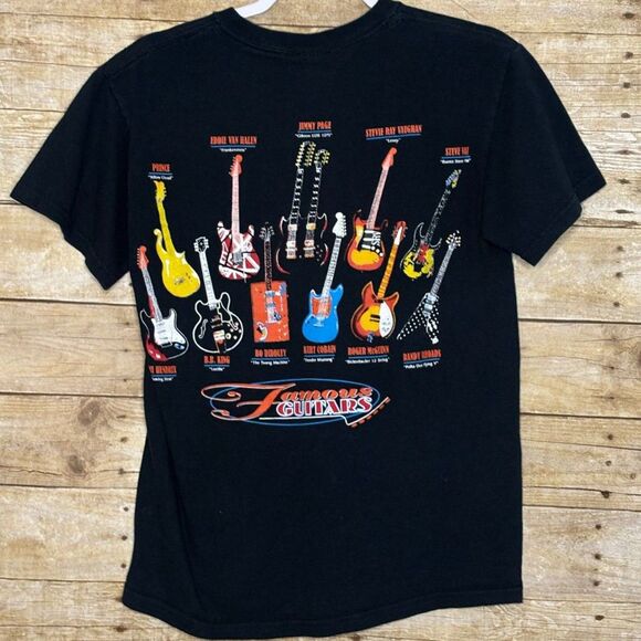 FAMOUS GUITARS AND PLAYERS THROUGH THE YEARS CASUAL CLASSIC CREWNECK T-SHIRT SM - Picture 2 of 3